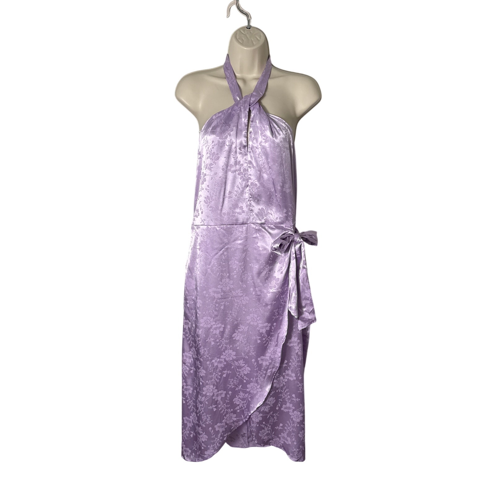 Torn By Ronny Kobo Maeve Halter Midi Dress Orchid Bloom Size L